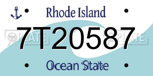 7T20587 Rhode Island License Plate