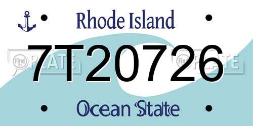 7T20726 Rhode Island License Plate
