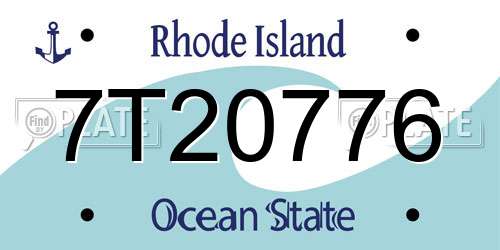 7T20776 Rhode Island License Plate