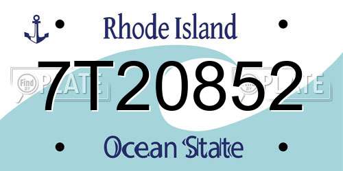 7T20852 Rhode Island License Plate