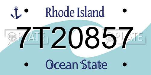 7T20857 Rhode Island License Plate