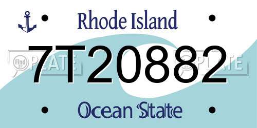 7T20882 Rhode Island License Plate
