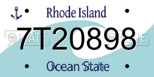 7T20898 Rhode Island License Plate