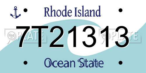 7T21313 Rhode Island License Plate