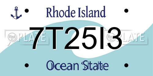 7T25I3 Rhode Island License Plate