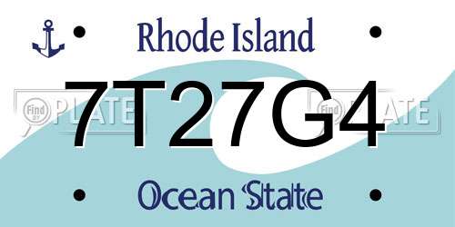 7T27G4 Rhode Island License Plate