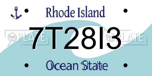 7T28I3 Rhode Island License Plate