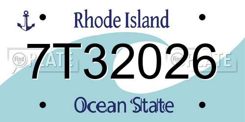 7T32026 Rhode Island License Plate