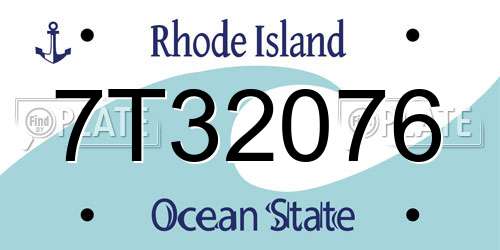 7T32076 Rhode Island License Plate