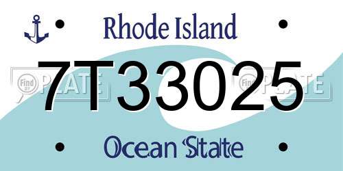 7T33025 Rhode Island License Plate