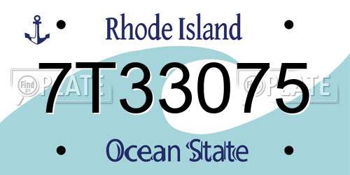 7T33075 Rhode Island License Plate