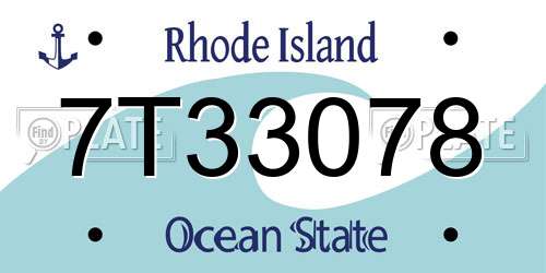 7T33078 Rhode Island License Plate
