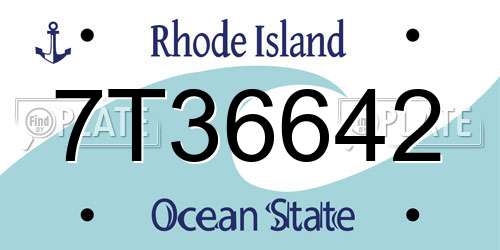 7T36642 Rhode Island License Plate