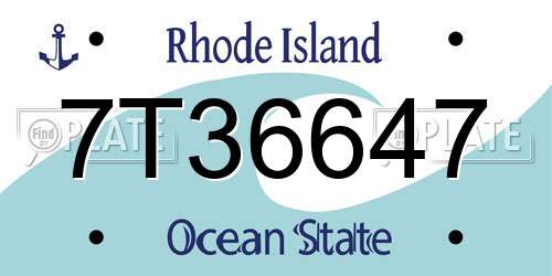7T36647 Rhode Island License Plate