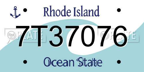 7T37076 Rhode Island License Plate