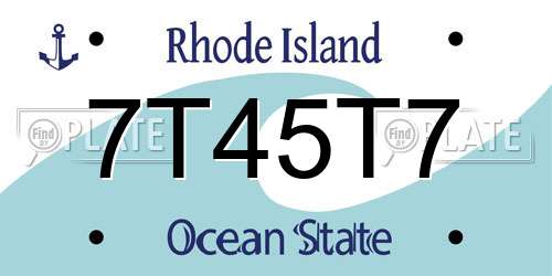 7T45T7 Rhode Island License Plate