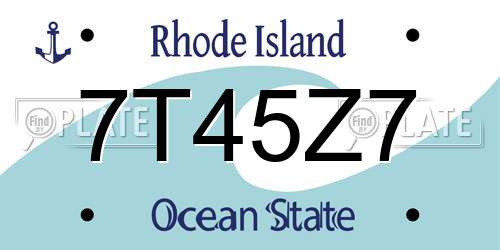 7T45Z7 Rhode Island License Plate