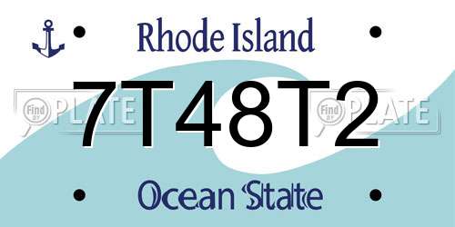 7T48T2 Rhode Island License Plate