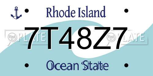 7T48Z7 Rhode Island License Plate