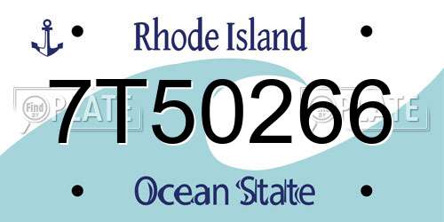 7T50266 Rhode Island License Plate