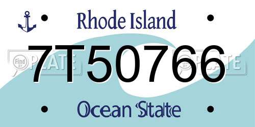 7T50766 Rhode Island License Plate