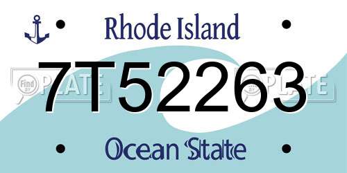 7T52263 Rhode Island License Plate