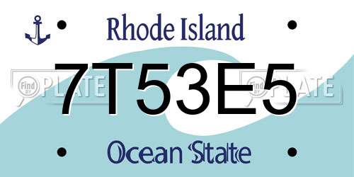 7T53E5 Rhode Island License Plate