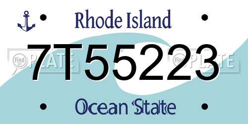 7T55223 Rhode Island License Plate