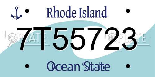 7T55723 Rhode Island License Plate