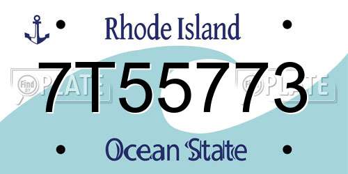 7T55773 Rhode Island License Plate