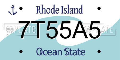 7T55A5 Rhode Island License Plate