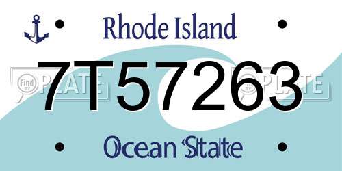 7T57263 Rhode Island License Plate
