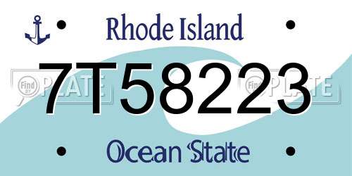 7T58223 Rhode Island License Plate
