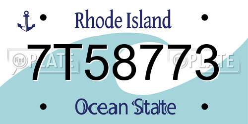 7T58773 Rhode Island License Plate