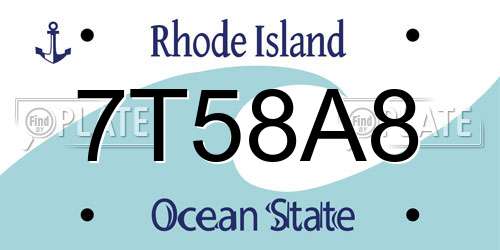7T58A8 Rhode Island License Plate