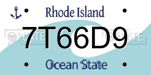7T66D9 Rhode Island License Plate