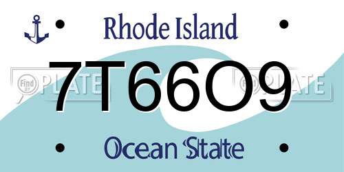 7T66O9 Rhode Island License Plate