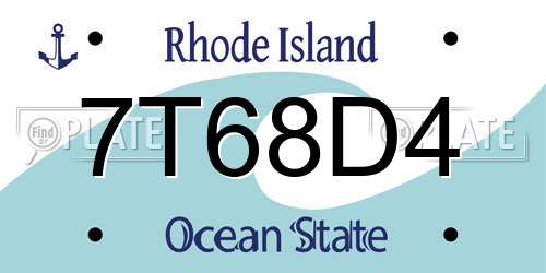7T68D4 Rhode Island License Plate