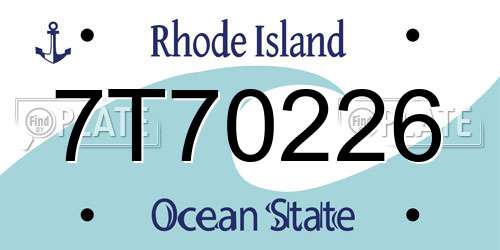7T70226 Rhode Island License Plate