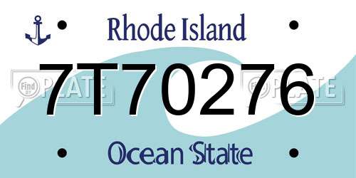 7T70276 Rhode Island License Plate