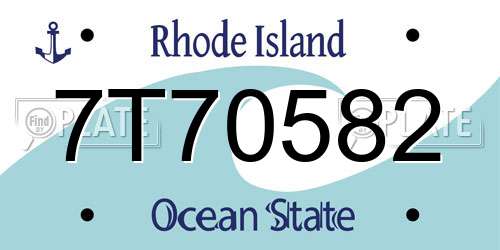 7T70582 Rhode Island License Plate
