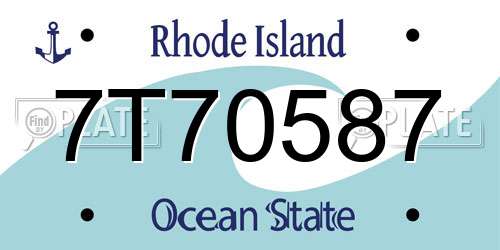 7T70587 Rhode Island License Plate