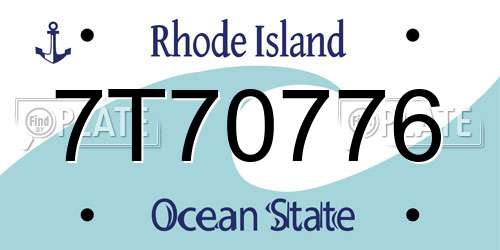 7T70776 Rhode Island License Plate