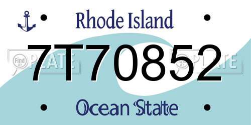 7T70852 Rhode Island License Plate
