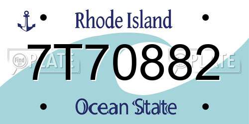 7T70882 Rhode Island License Plate