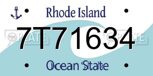 7T71634 Rhode Island License Plate