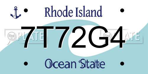 7T72G4 Rhode Island License Plate