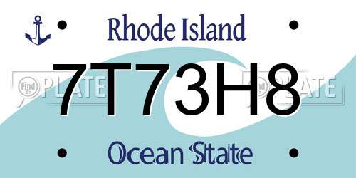 7T73H8 Rhode Island License Plate