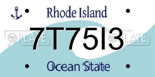 7T75I3 Rhode Island License Plate