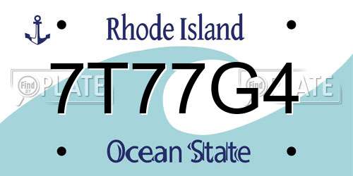 7T77G4 Rhode Island License Plate